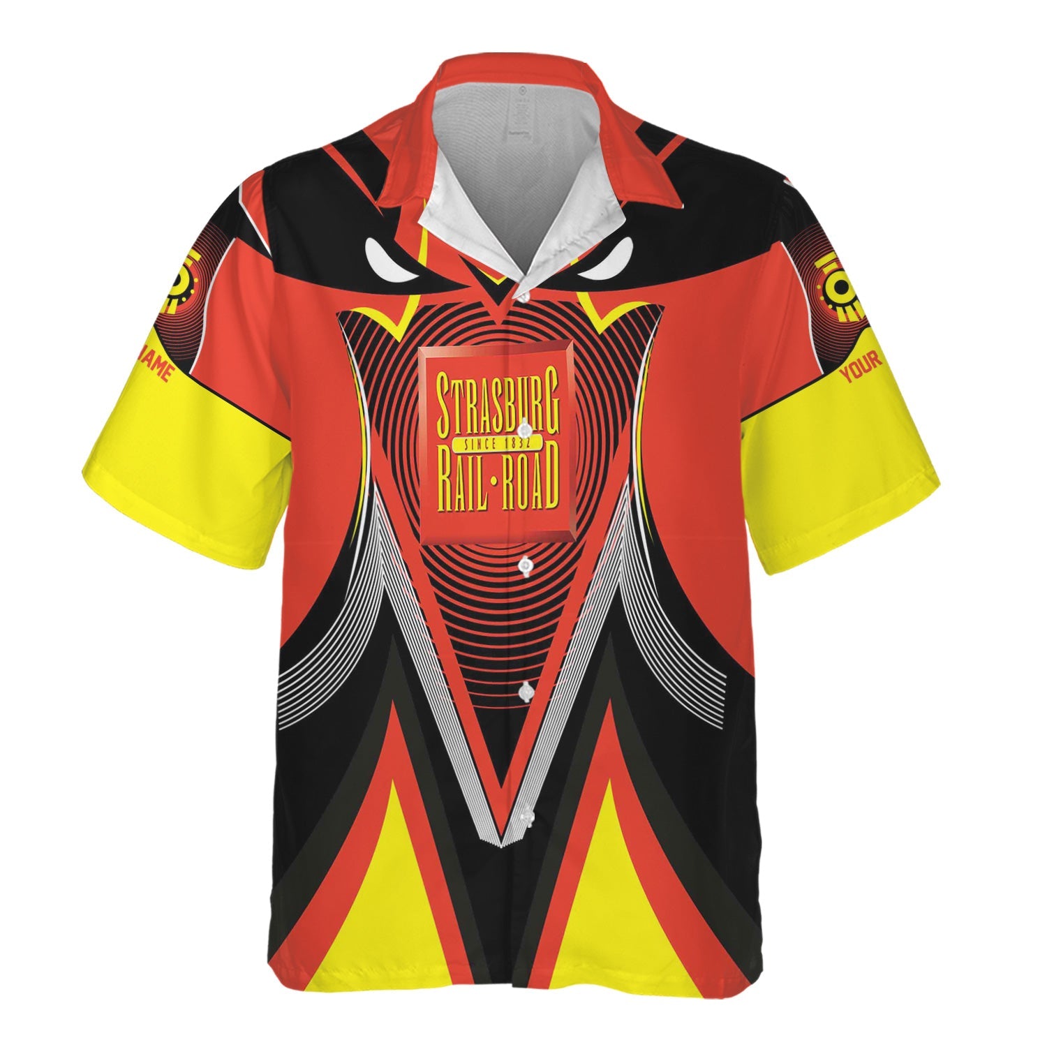 Railspirit Personalized Strasburg Railroad Hawaiian Shirt Vibrant Graphic Pattern Shirt For Train Enthusiasts