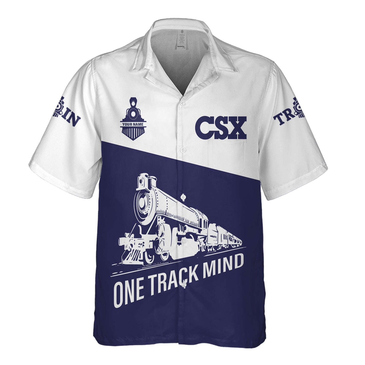 Railspirit Personalized CSX Transportation Railroad Hawaiian Shirt One Track Mind Unisex Train Shirt Gift Idea For Train Lover