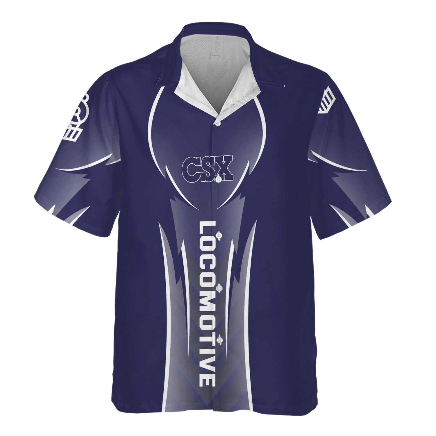 Railspirit Personalized CSX Transportation Railroad Hawaiian Shirt Striking Line Style Train Shirt For Locomotive Lovers