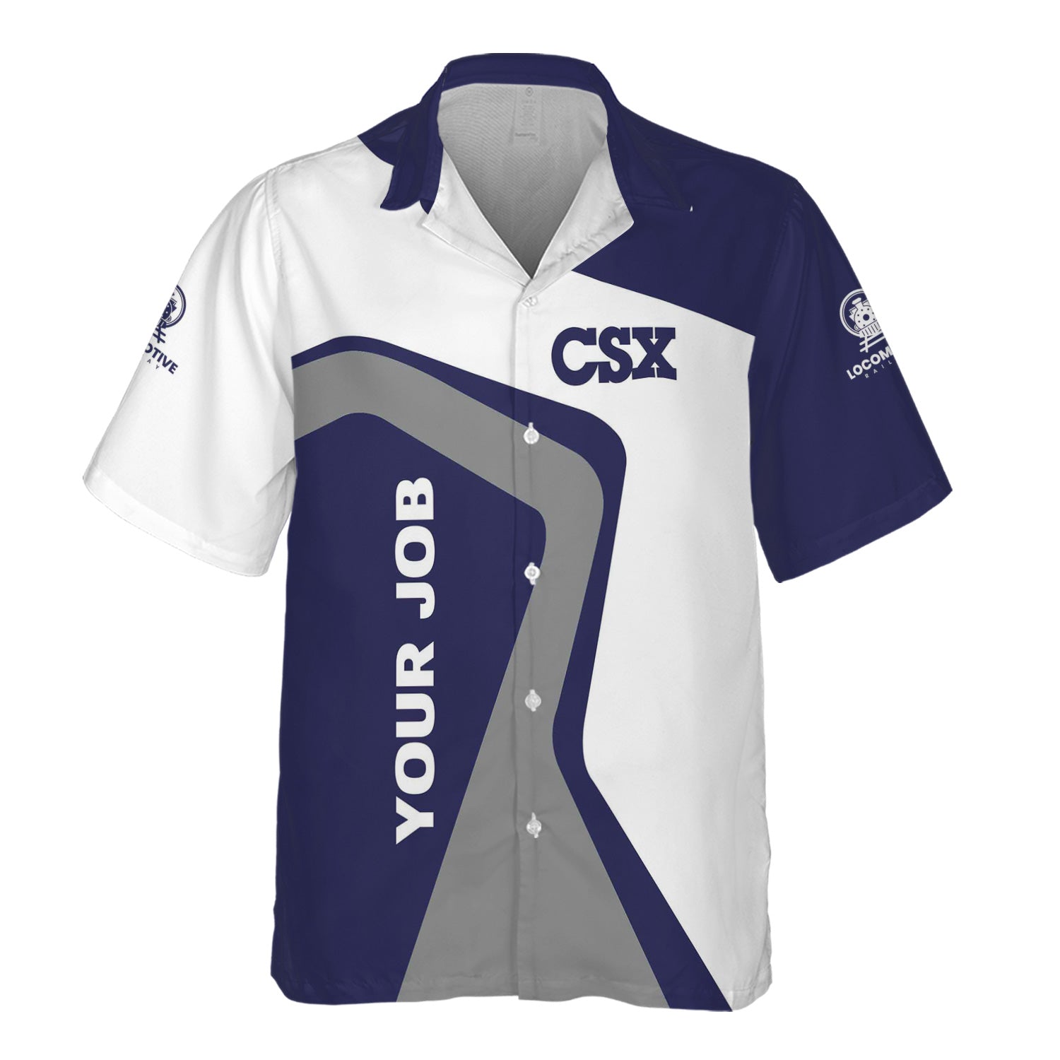 Railspirit Personalized CSX Transportation Railroad Hawaiian Shirt Unique Design with Custom Job Position Train Shirt