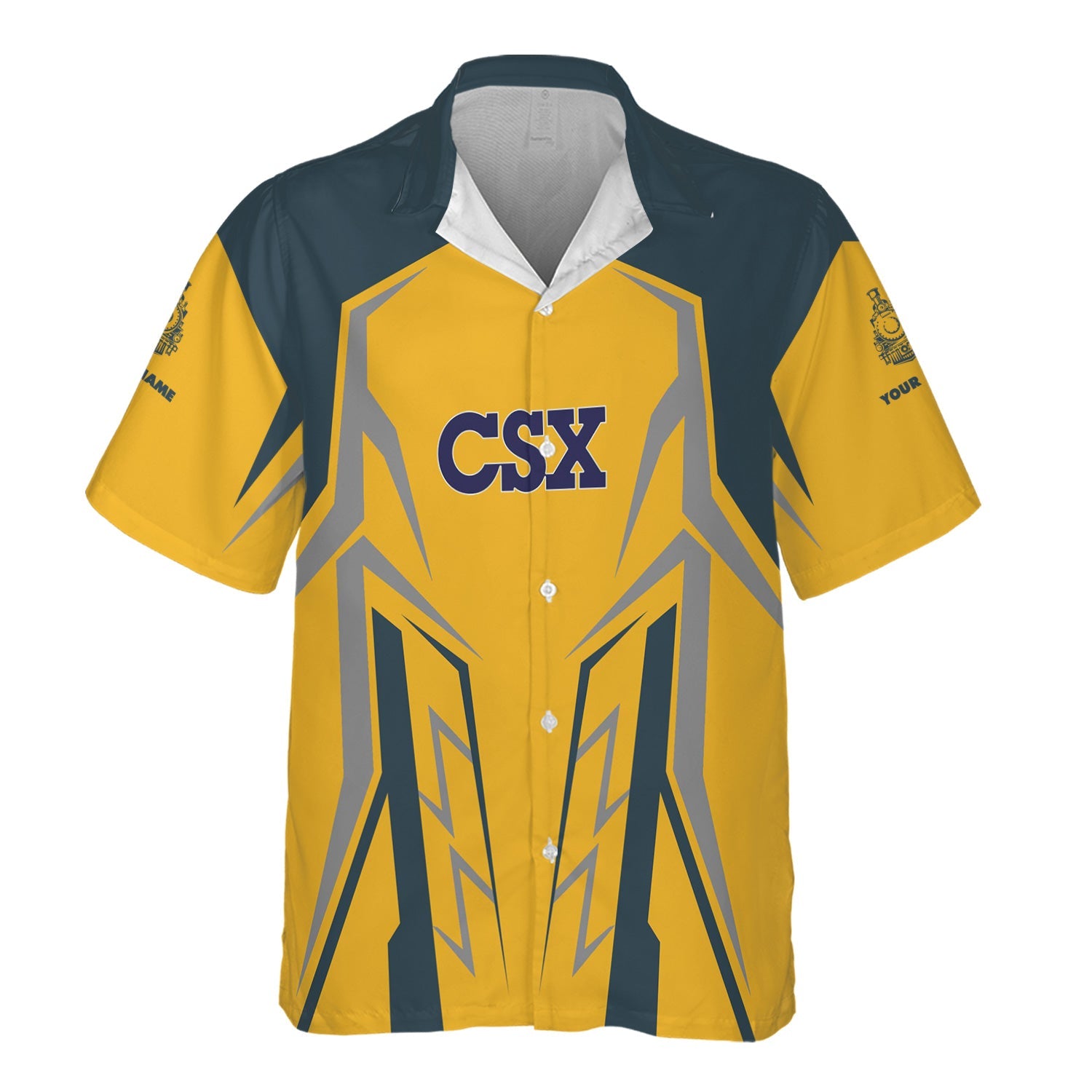 Railspirit Personalized CSX Transportation Railroad Hawaiian Shirt Futuristic Design with Custom Job Train Shirt