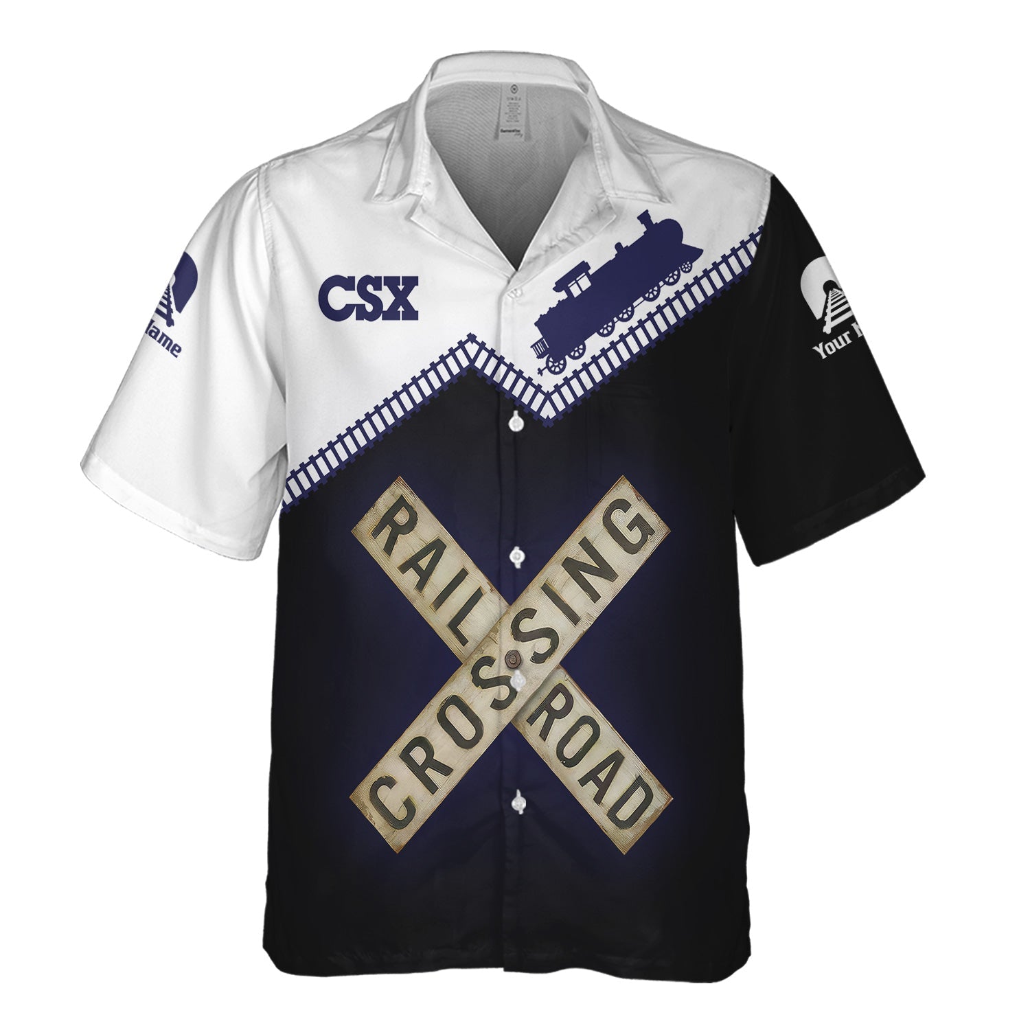 Railspirit Personalized CSX Transportation Railroad Hawaiian Shirt Railroad Crossing Printed Train Track Shirt