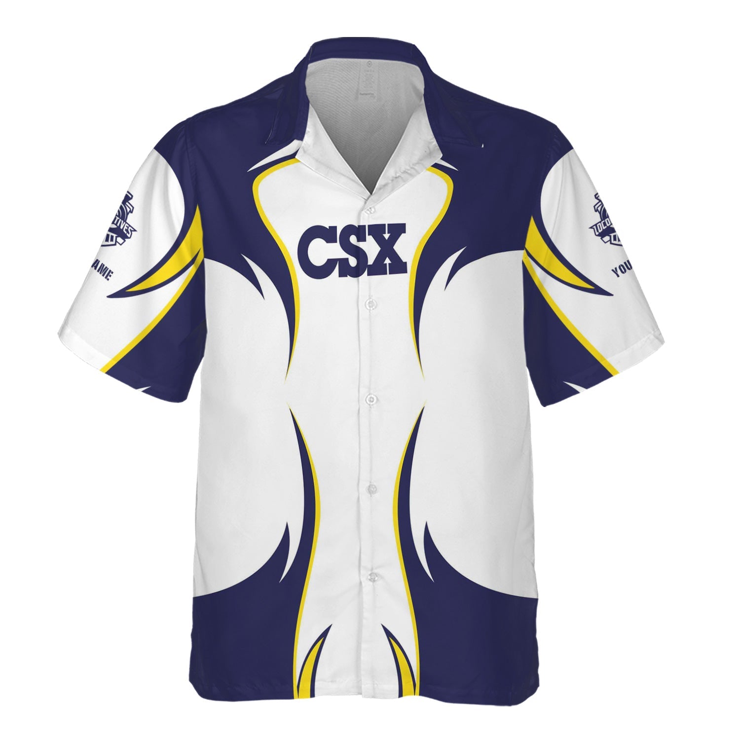 Railspirit Personalized CSX Transportation Railroad Hawaiian Shirt Distinctive Flame Style Shirt For Steam Engine Addict