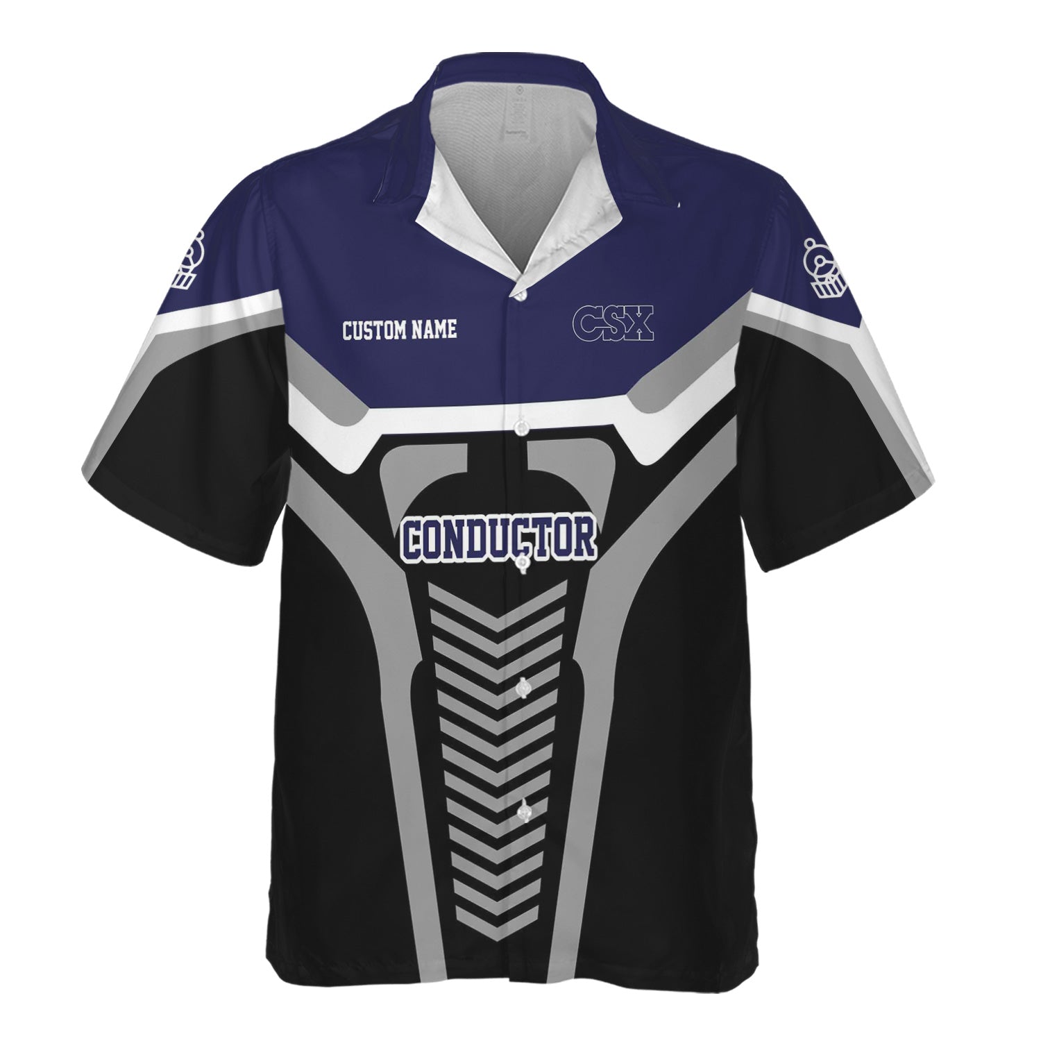 Railspirit Personalized CSX Transportation Railroad Hawaiian Shirt Track-Inspired with Custom Job Position Train Shirt