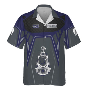 Railspirit Personalized CSX Transportation Railroad Hawaiian Shirt Steam Locomotive Engine Graphic Train Shirt All Over Print