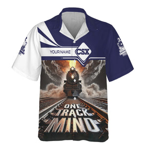 Railspirit Personalized CSX Transportation Railroad Hawaiian Shirt One Track Mind Train Printed Shirt