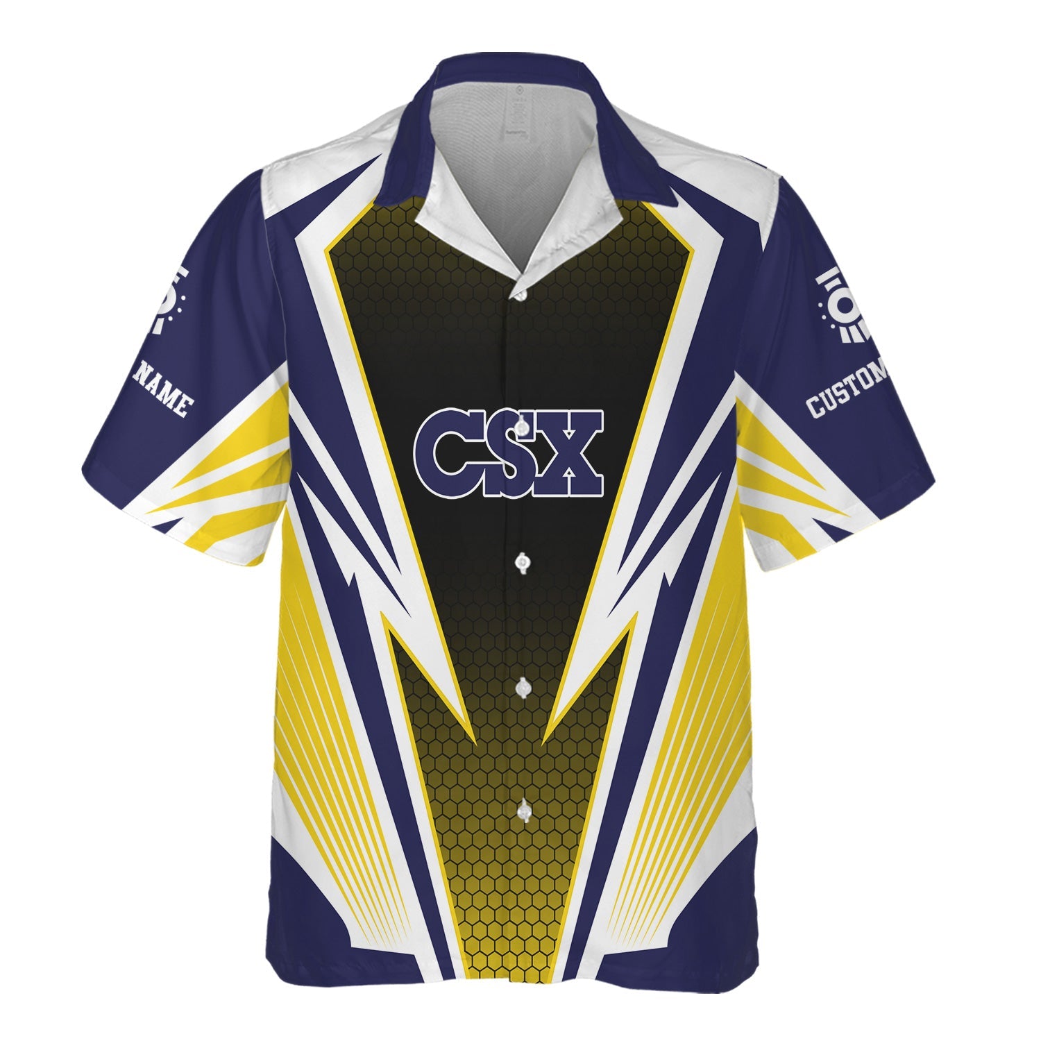 Railspirit Personalized CSX Transportation Railroad Hawaiian Shirt Lightning Graphic Style Shirt Gift Idea For Train Lover