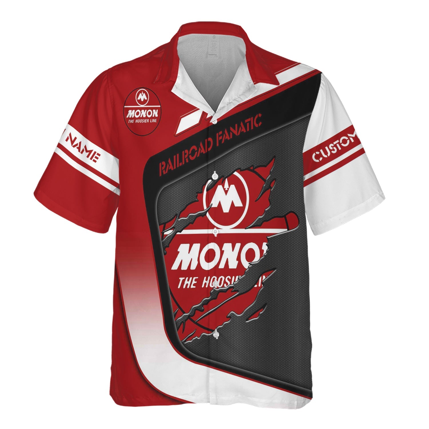 Railspirit Personalized Monon Railroad Hawaiian Shirt Ripped Texture Style Train Shirt For Railroad Fanatic