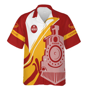 Railspirit Personalized Monon Railroad Hawaiian Shirt Flame-Inspired Style Shirt Gift Idea For Train Lovers