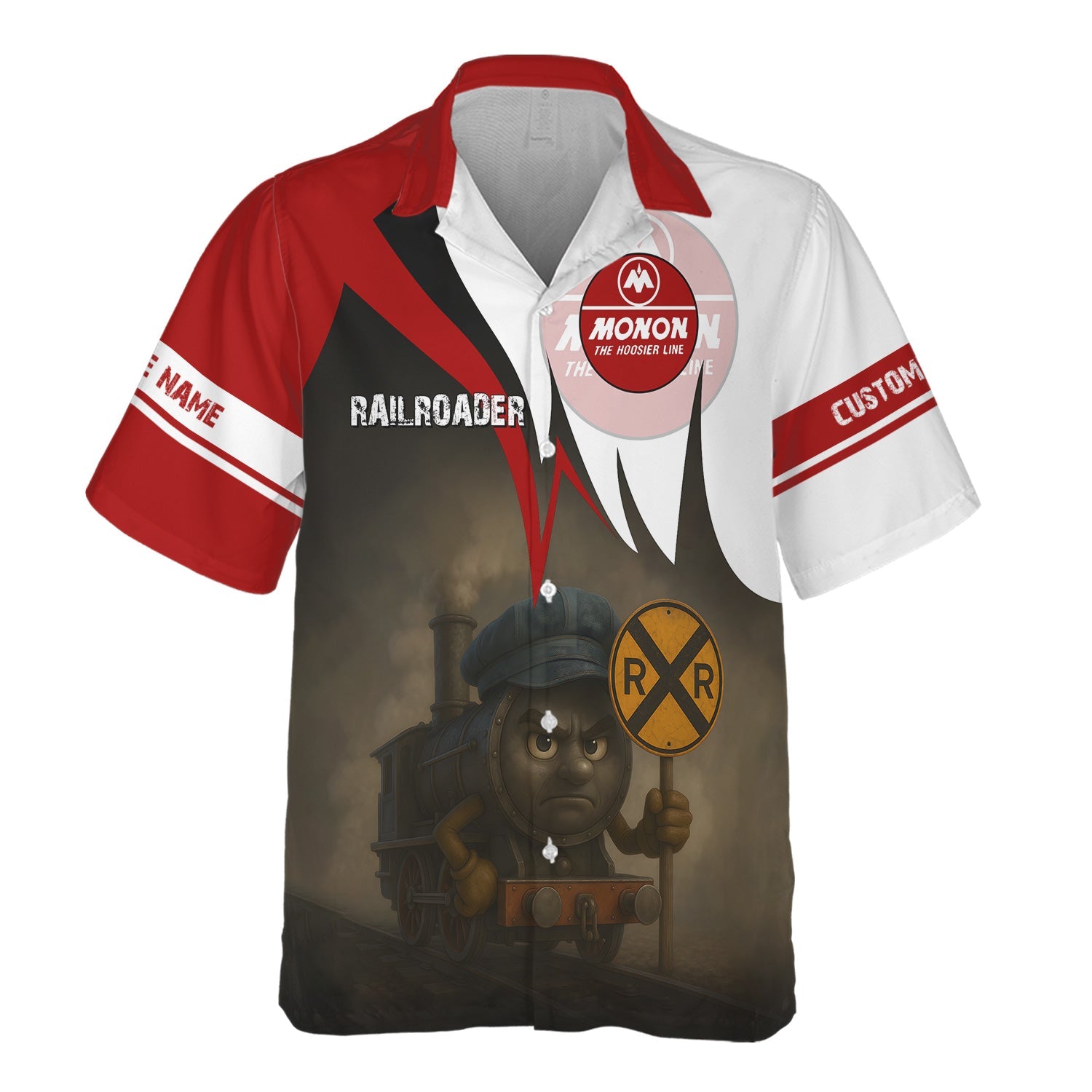 Railspirit Personalized Monon Railroad Hawaiian Shirt Angry Train Hawaiian Shirt Gift Idea For Train Lover