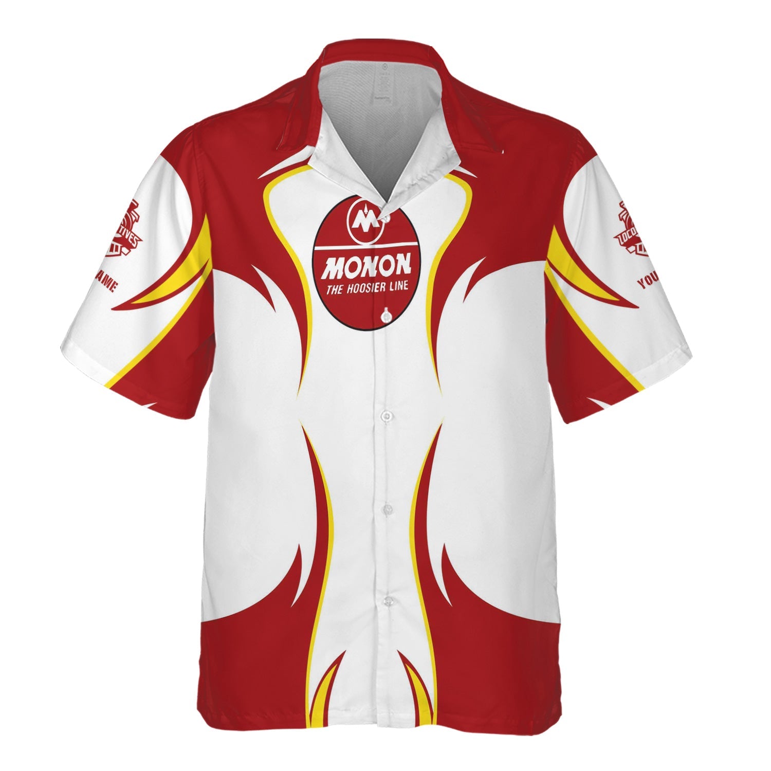 Railspirit Personalized Monon Railroad Hawaiian Shirt Distinctive Flame Style Shirt For Steam Engine Addict