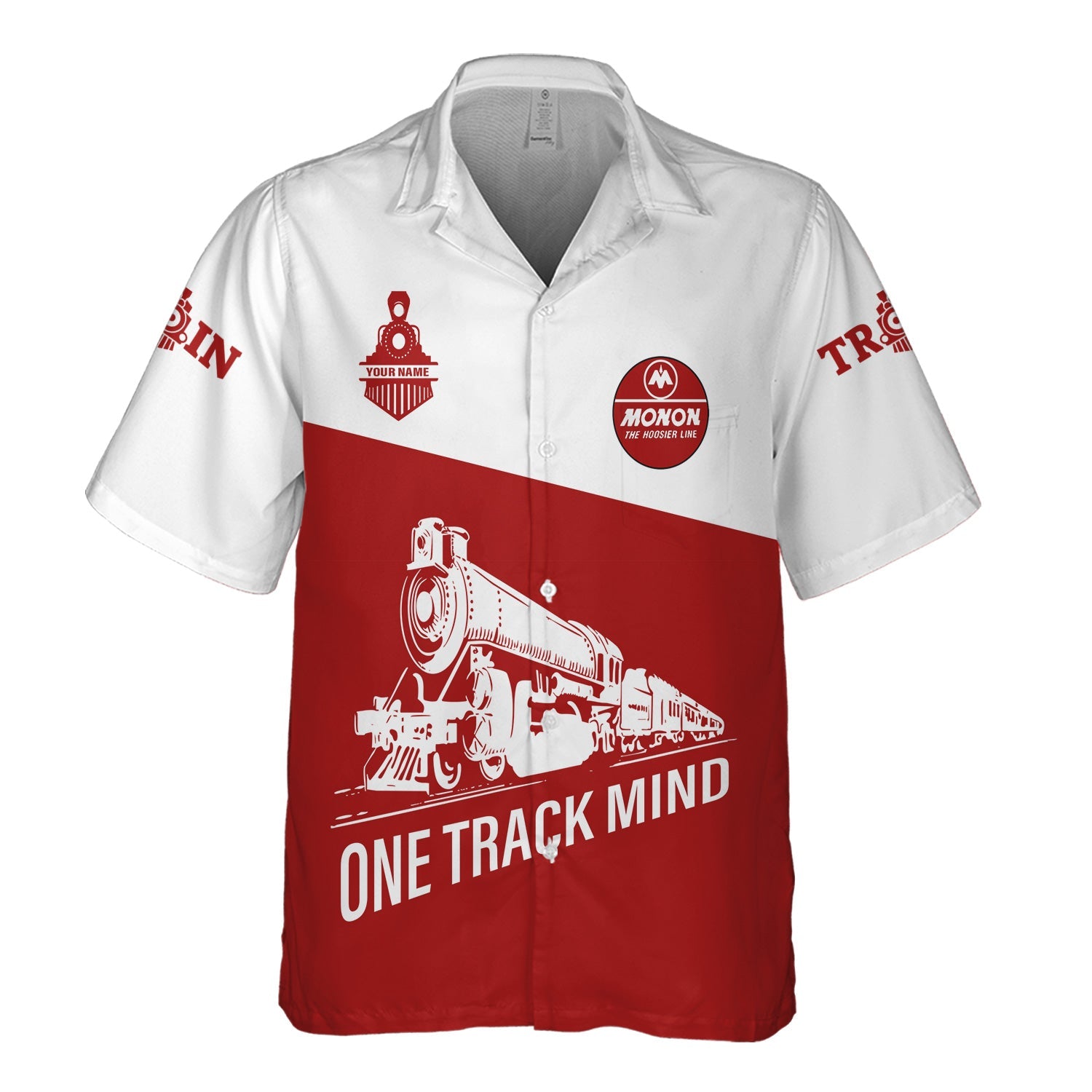 Railspirit Personalized Monon Railroad Hawaiian Shirt One Track Mind Unisex Train Shirt Gift Idea For Train Lover