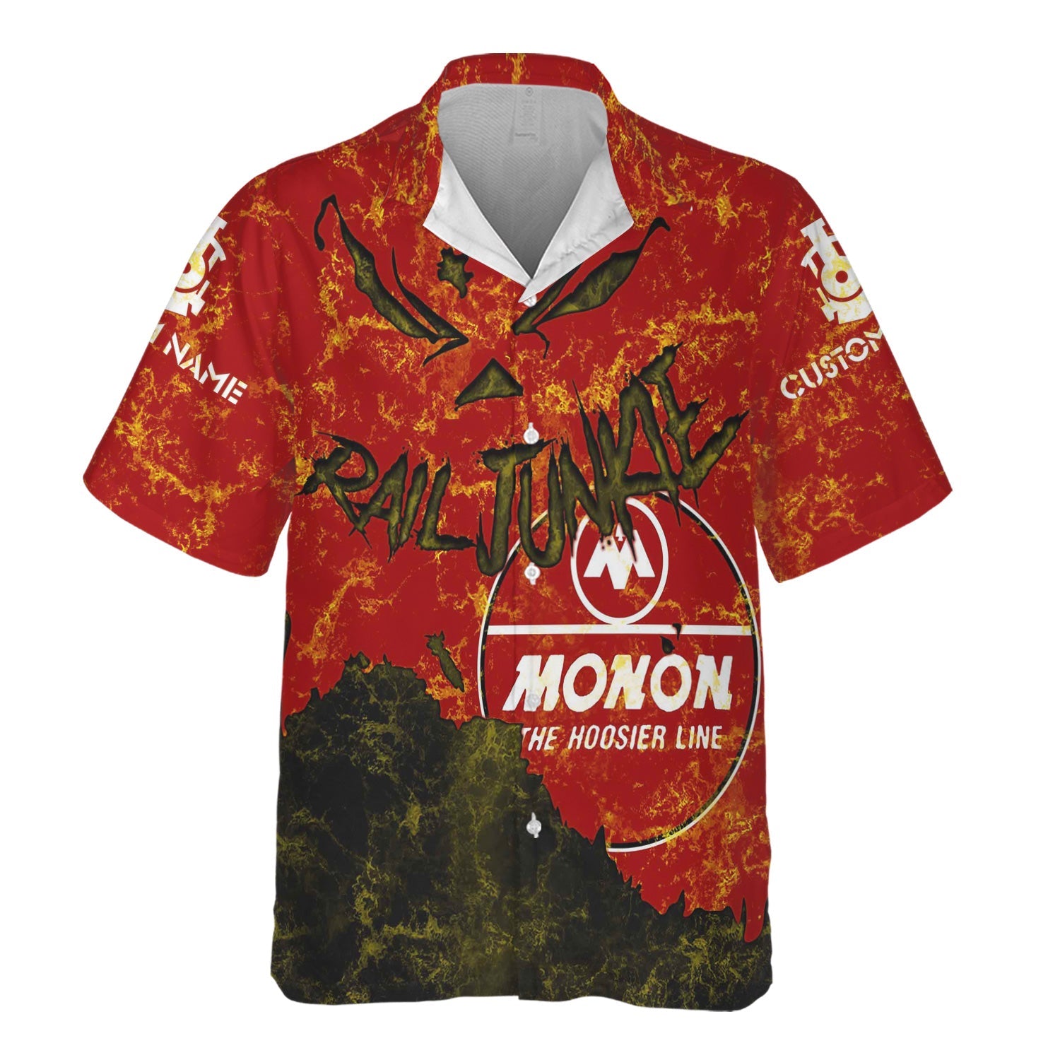 Railspirit Personalized Monon Railroad Hawaiian Shirt Torn Graphic Style Train Shirt For Rail Junkie