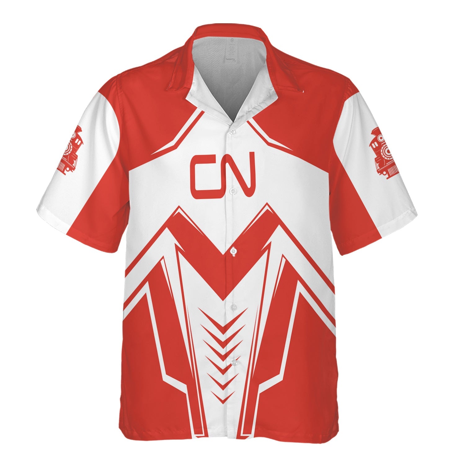 Railspirit Personalized Canadian National Railroad Hawaiian Shirt Railway Trainspotter Style Shirt Gift Idea For Foamers