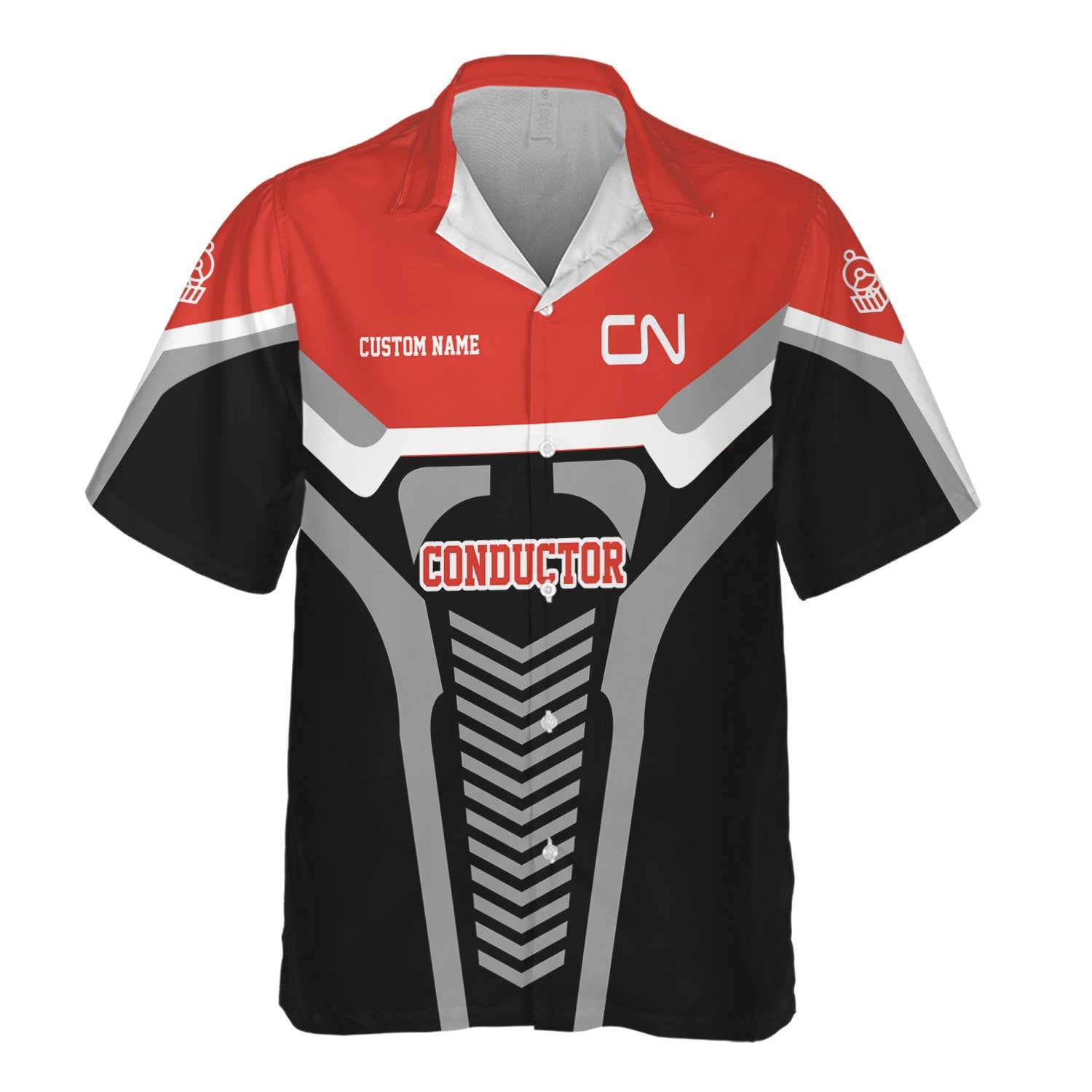 Railspirit Personalized Canadian National Railroad Hawaiian Shirt Track-Inspired with Custom Job Position Train Shirt