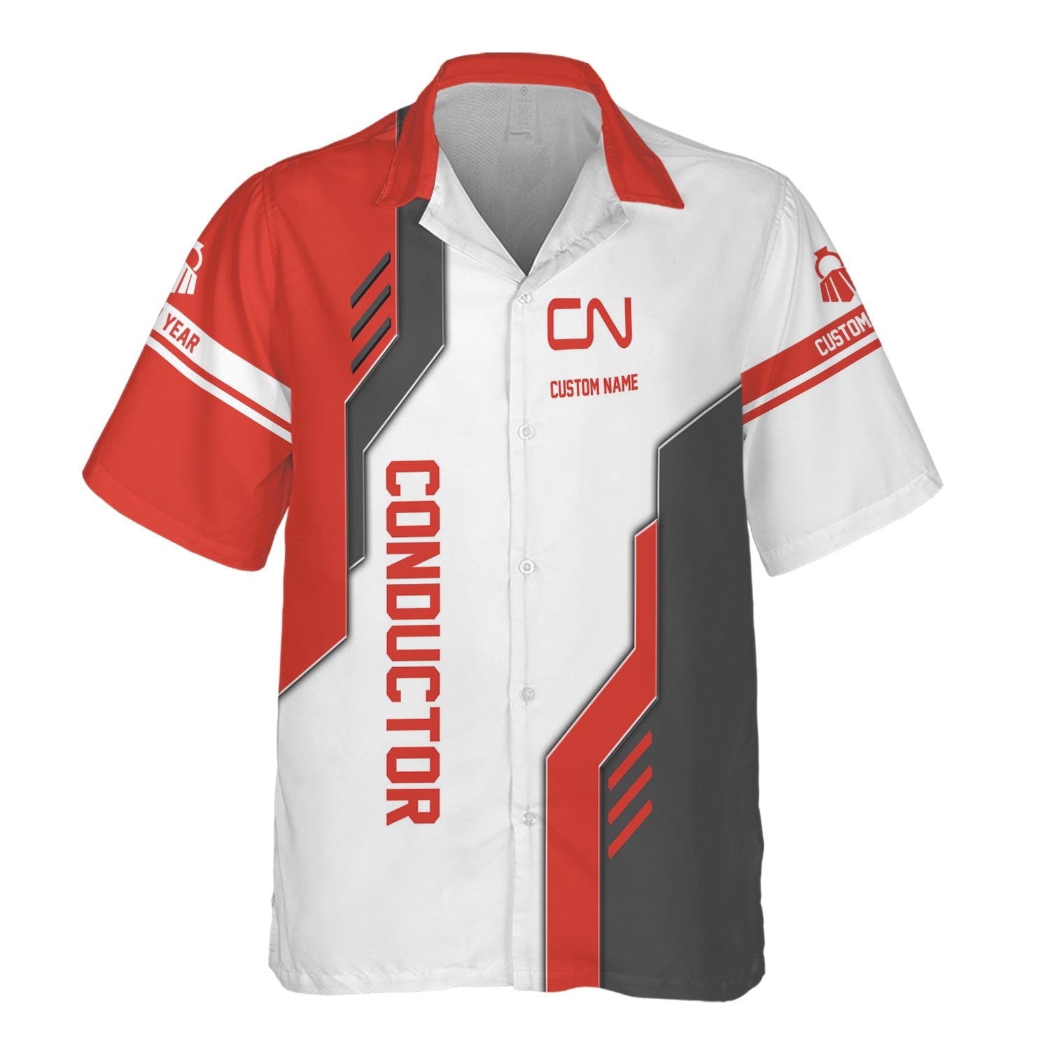 Railspirit Personalized Canadian National Railroad Hawaiian Shirt Unique Railway Style with Custom Job Train Shirt