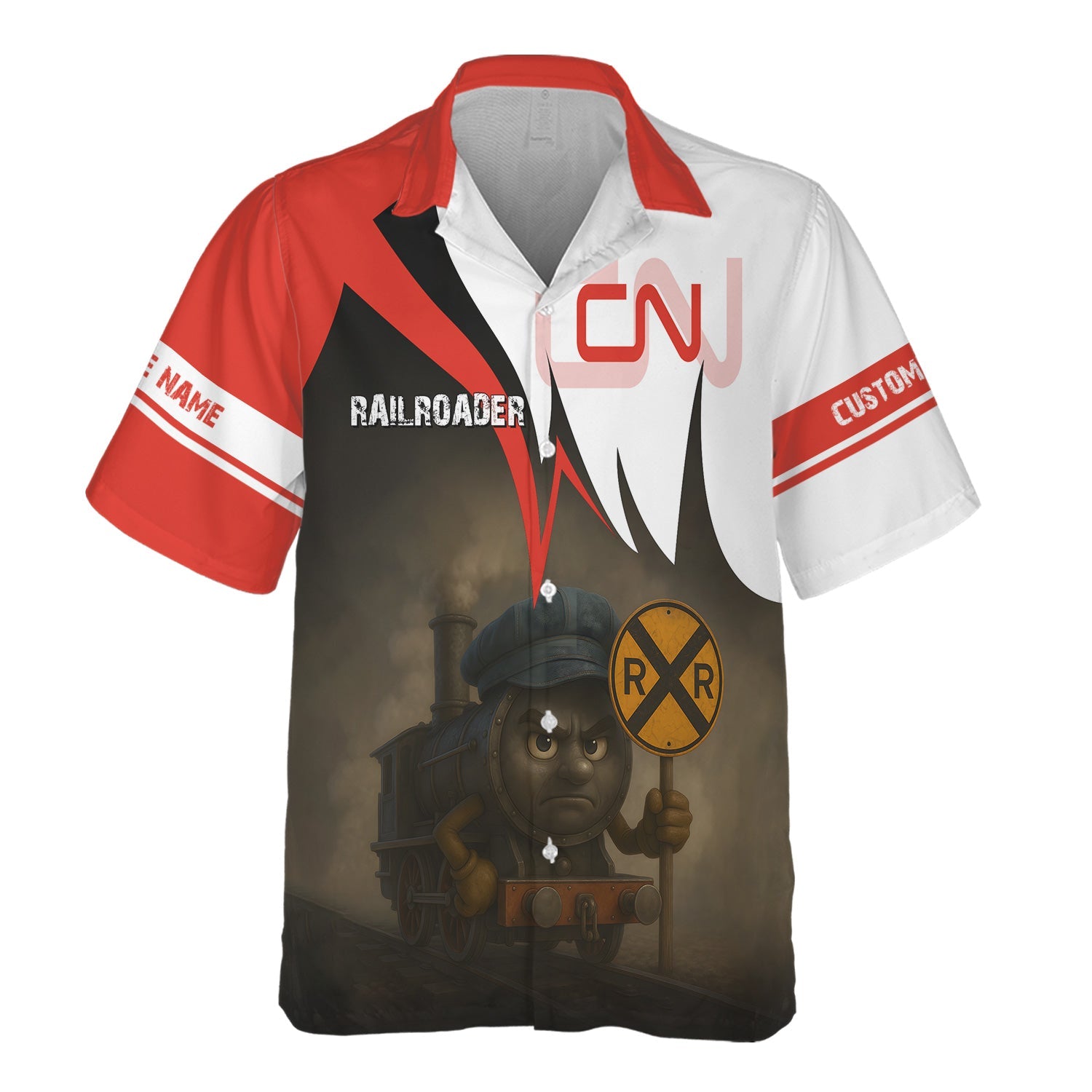 Railspirit Personalized Canadian National Railroad Hawaiian Shirt Angry Train Hawaiian Shirt Gift Idea For Train Lover