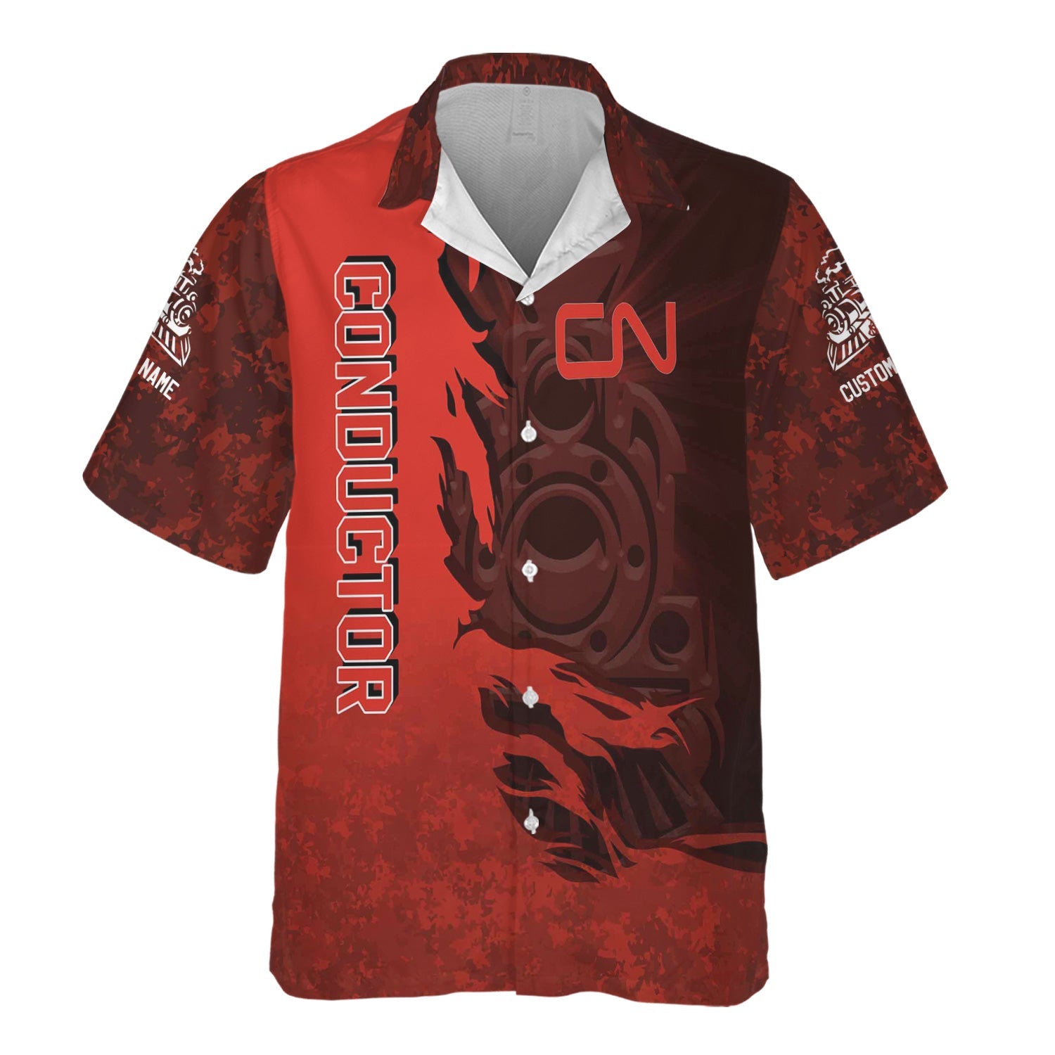 Railspirit Personalized Canadian National Railroad Hawaiian Shirt Blazing Style with Custom Position Train Shirt