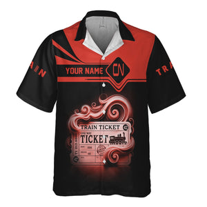 Railspirit Personalized Canadian National Railroad Hawaiian Shirt Train Ticket American Locomotive Printed Train