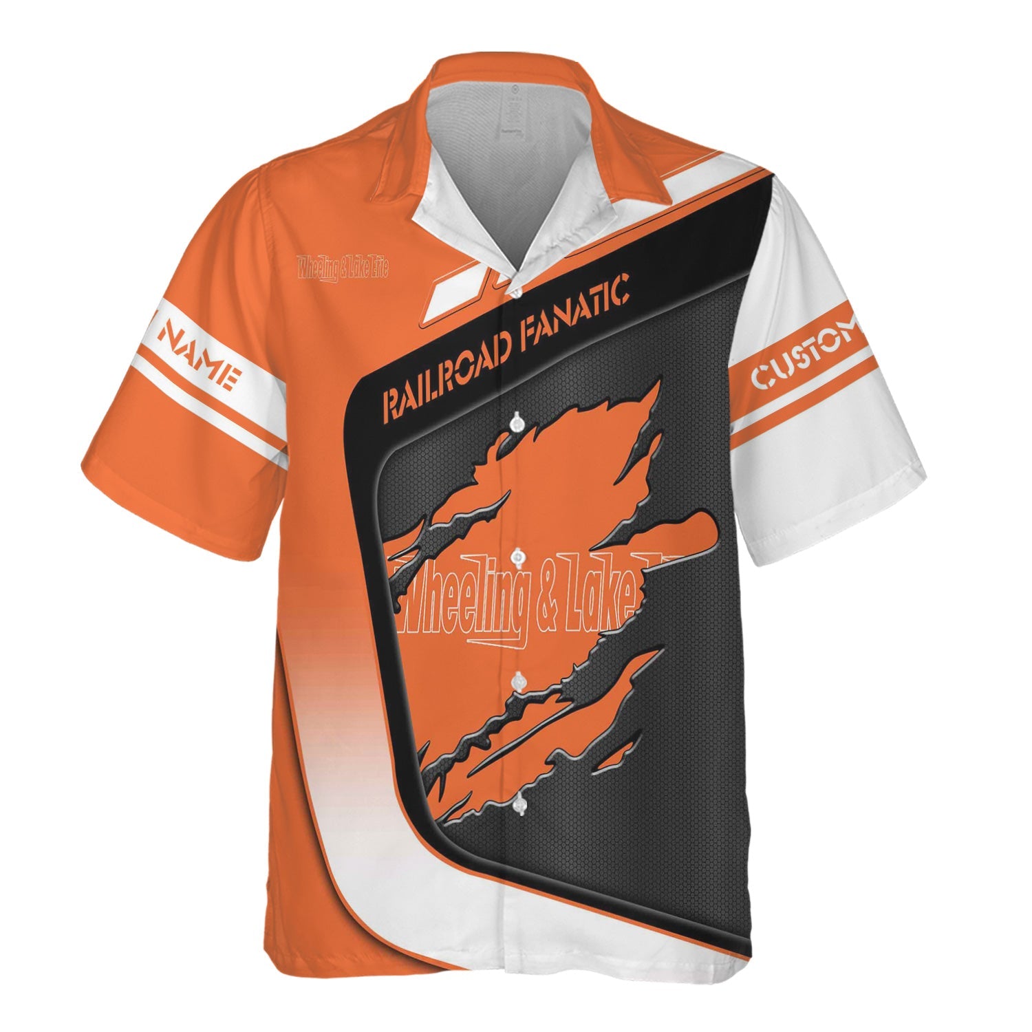 Railspirit Personalized Wheeling And Lake Erie Railroad Hawaiian Shirt Ripped Texture Style Train Shirt For Railroad Fanatic