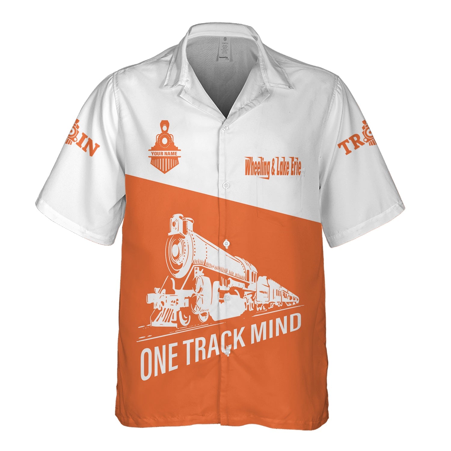 Railspirit Personalized Wheeling And Lake Erie Railroad Hawaiian Shirt One Track Mind Unisex Train Shirt Gift Idea For Train Lover