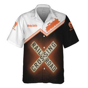 Railspirit Personalized Wheeling And Lake Erie Railroad Hawaiian Shirt Railroad Crossing Printed Train Track Shirt