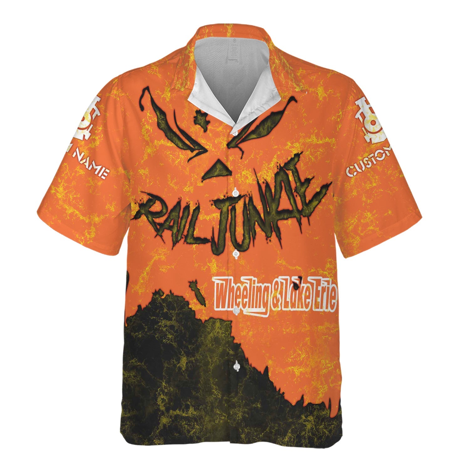 Railspirit Personalized Wheeling And Lake Erie Railroad Hawaiian Shirt Torn Graphic Style Train Shirt For Rail Junkie