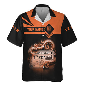 Railspirit Personalized Wheeling And Lake Erie Railroad Hawaiian Shirt Train Ticket American Locomotive Printed Train