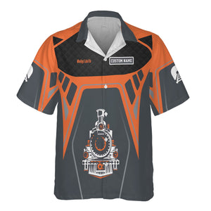 Railspirit Personalized Wheeling And Lake Erie Railroad Hawaiian Shirt Steam Locomotive Engine Graphic Train Shirt All Over Print