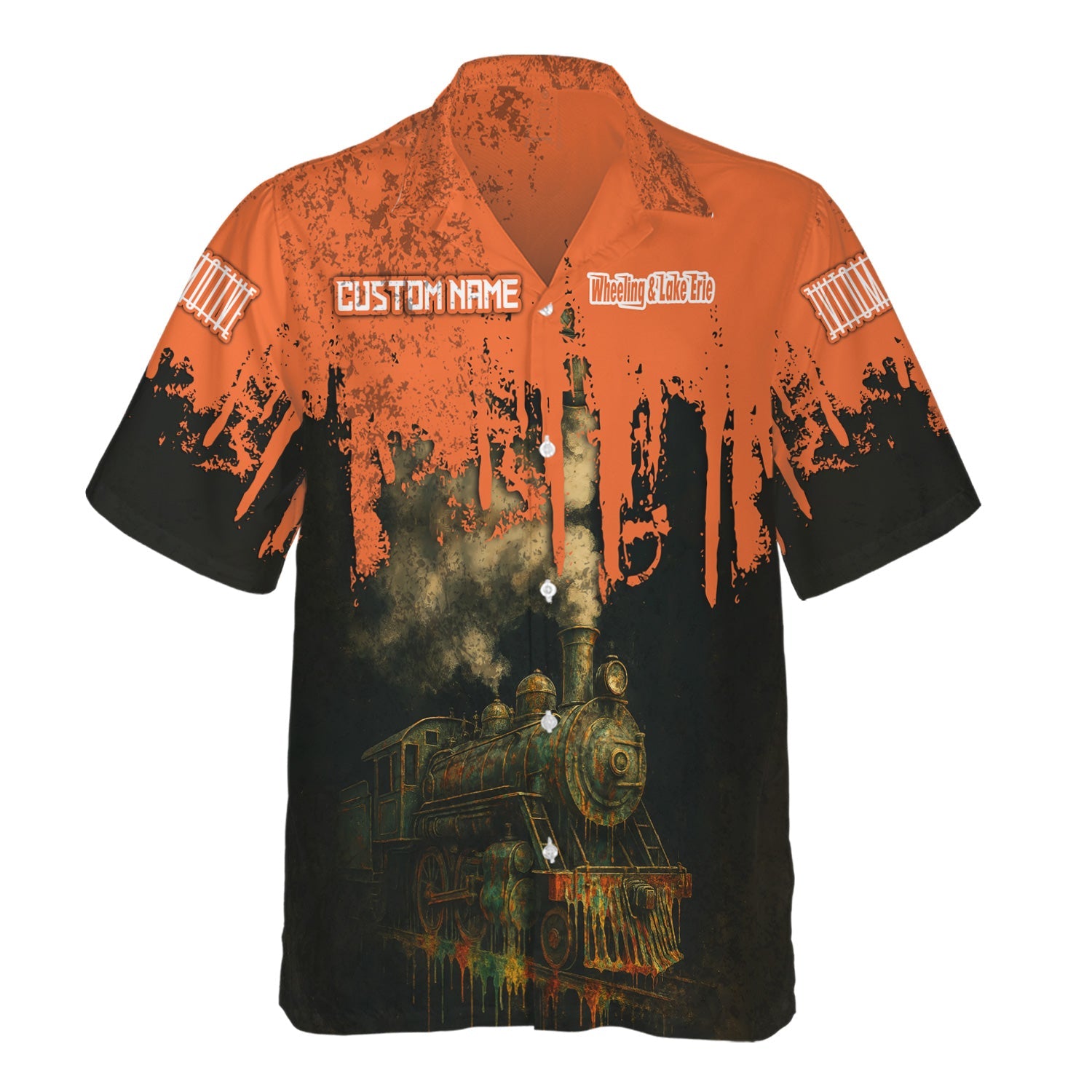Railspirit Personalized Wheeling And Lake Erie Railroad Hawaiian Shirt Vintage Train Art Style Shirt For Locomotive Fans