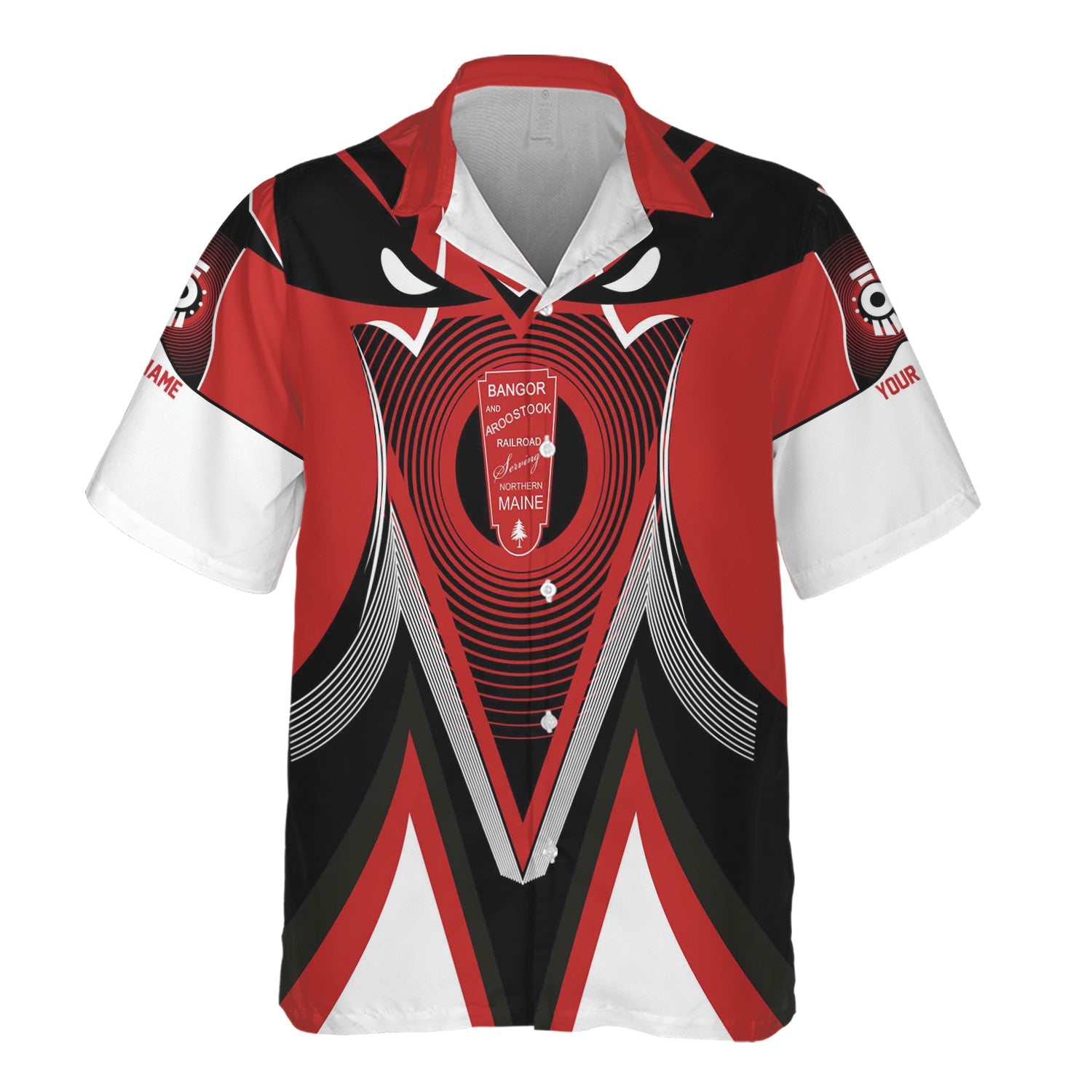 Railspirit Personalized Bangor And Aroostook Railroad Hawaiian Shirt Vibrant Graphic Pattern Shirt For Train Enthusiasts