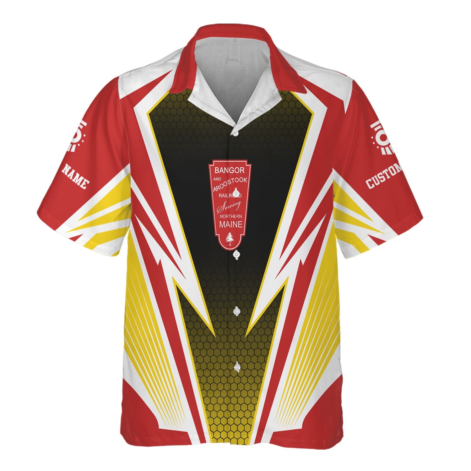 Railspirit Personalized Bangor And Aroostook Railroad Hawaiian Shirt Lightning Graphic Style Shirt Gift Idea For Train Lover