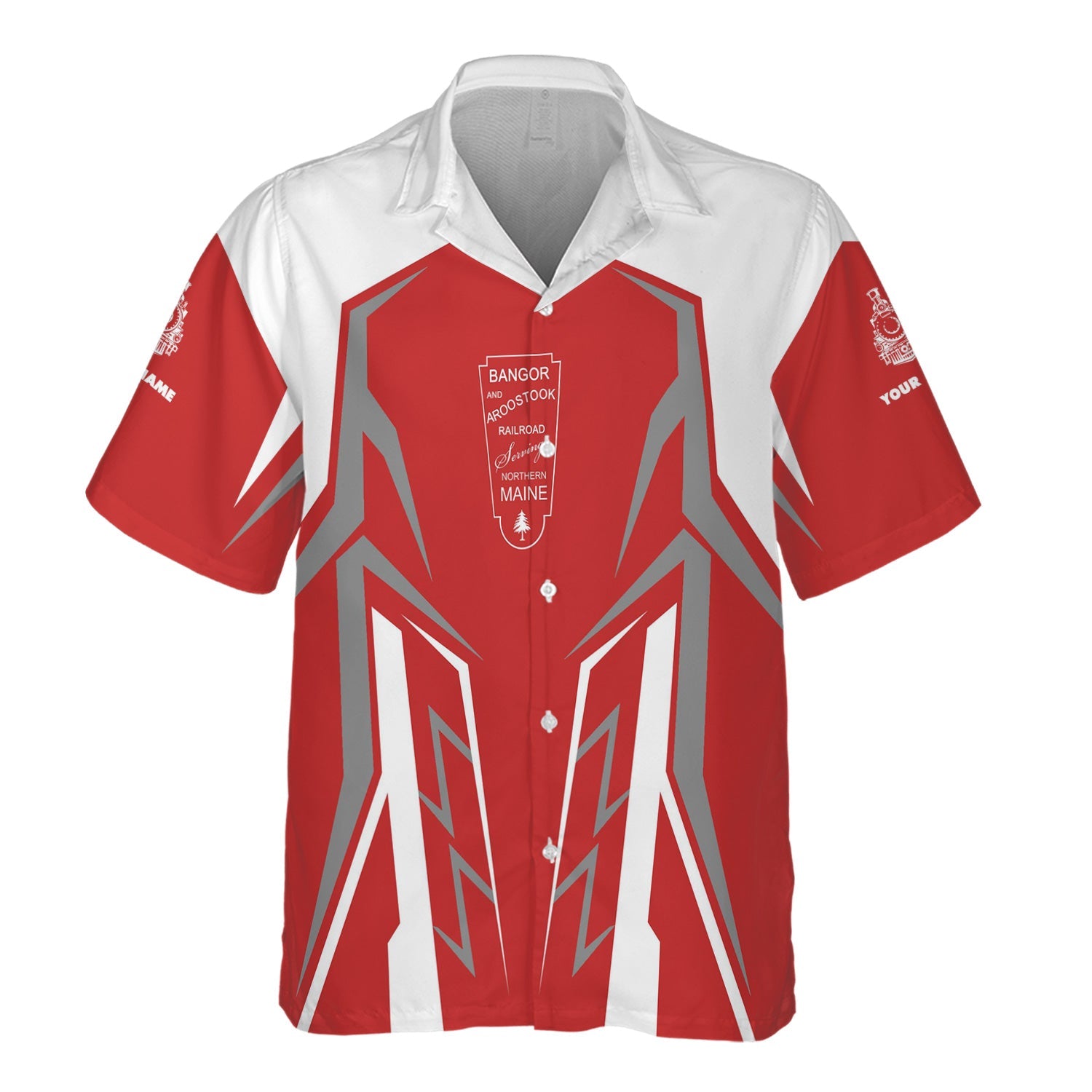 Railspirit Personalized Bangor And Aroostook Railroad Hawaiian Shirt Futuristic Design with Custom Job Train Shirt