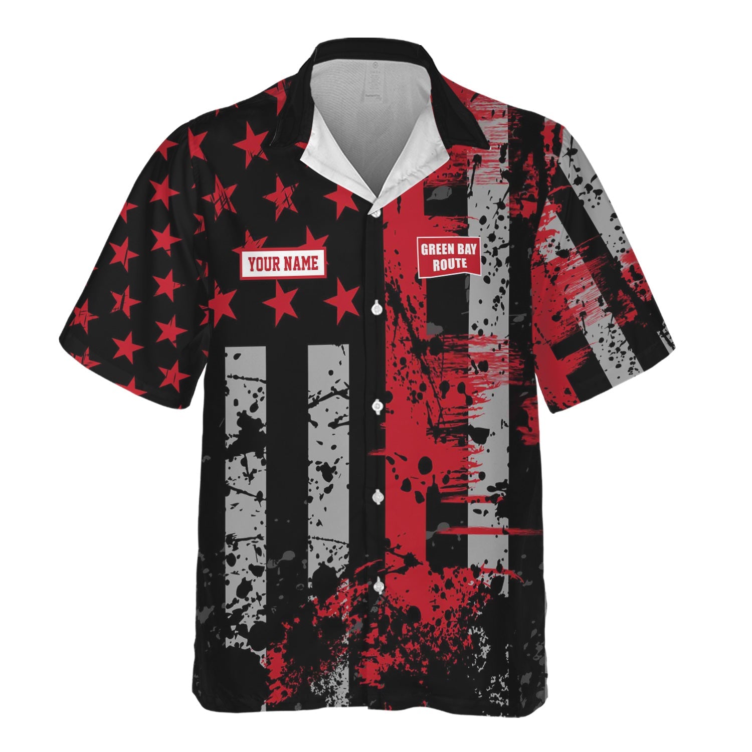 Railspirit Personalized Green Bay & Western Railroad Hawaiian Shirt Artistic Paint American Flag Style Train Shirt