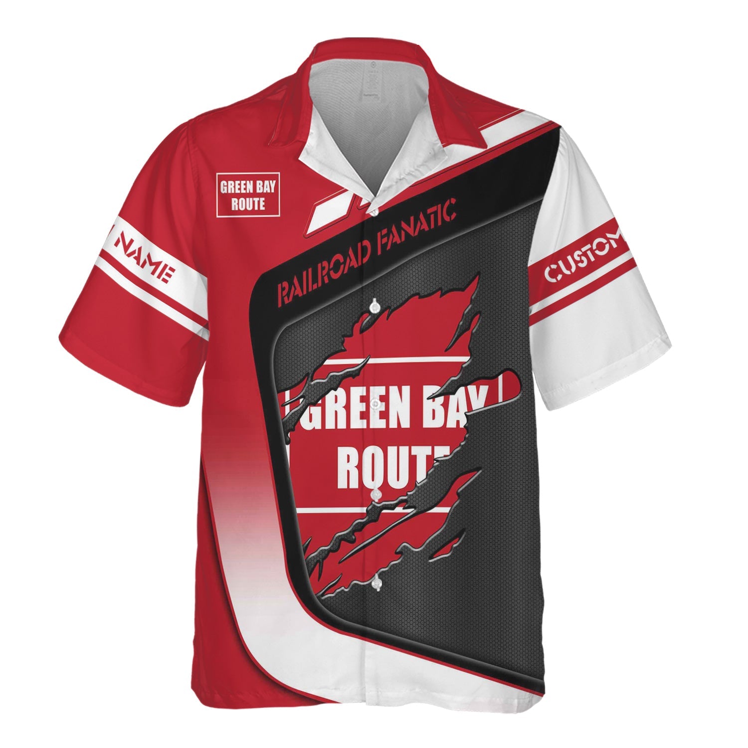 Railspirit Personalized Green Bay & Western Railroad Hawaiian Shirt Ripped Texture Style Train Shirt For Railroad Fanatic