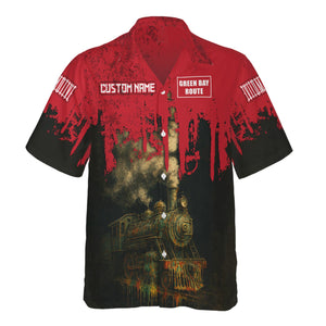 Railspirit Personalized Green Bay & Western Railroad Hawaiian Shirt Vintage Train Art Style Shirt For Locomotive Fans