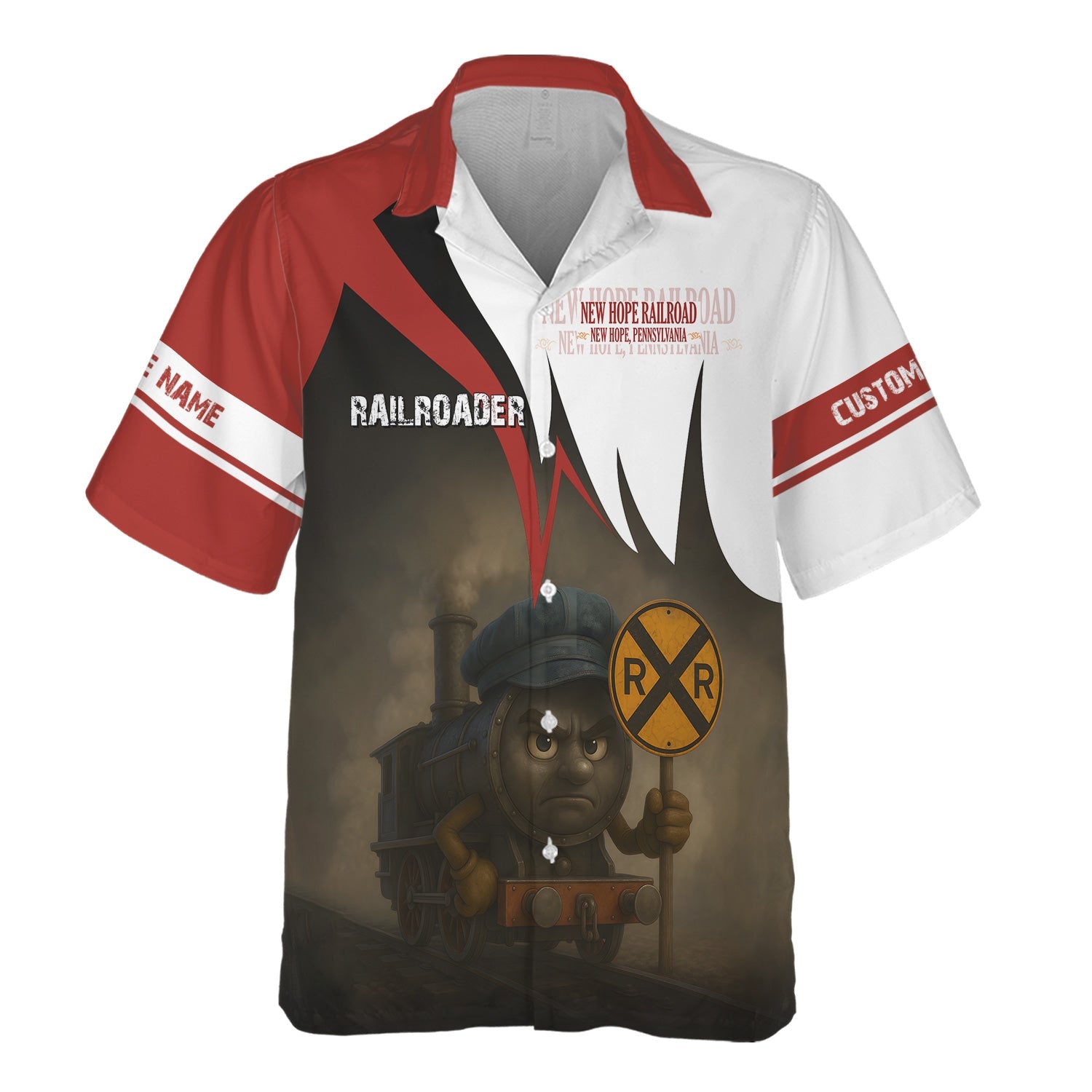 Railspirit Personalized New Hope Railroad Hawaiian Shirt Angry Train Hawaiian Shirt Gift Idea For Train Lover