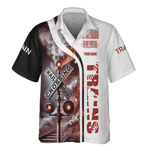 Railspirit Custom Name New Hope Railroad Hawaiian Shirt Railroad Crossing Sign Printed Train Shirt