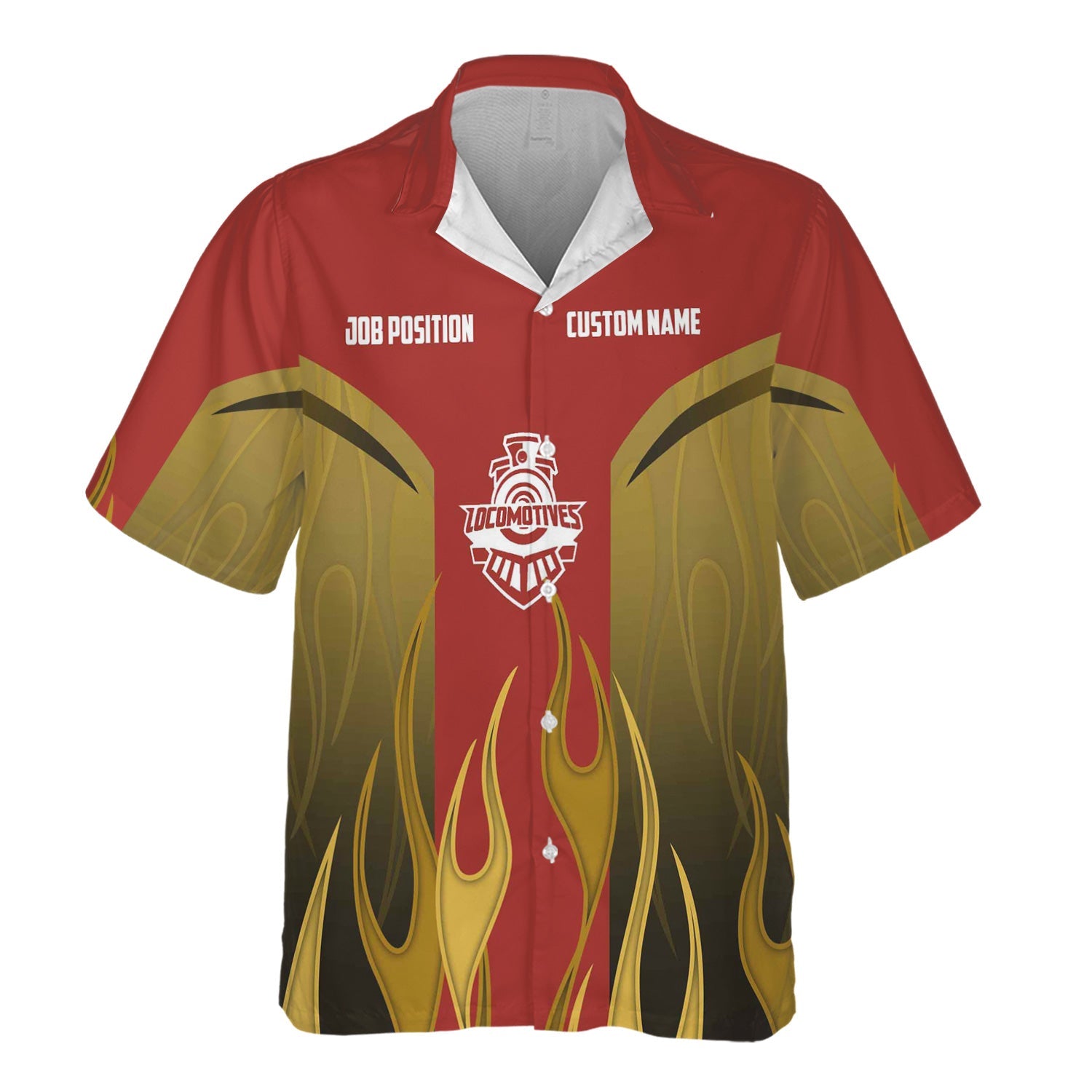 Railspirit Custom Name and Job Title New Hope Railroad Hawaiian Shirt Flame Graphic Train Shirt For Rail Workers
