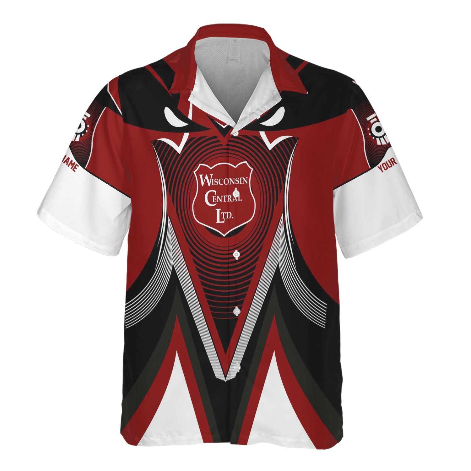 Railspirit Personalized Wisconsin Central Ltd Railroad Hawaiian Shirt Vibrant Graphic Pattern Shirt For Train Enthusiasts