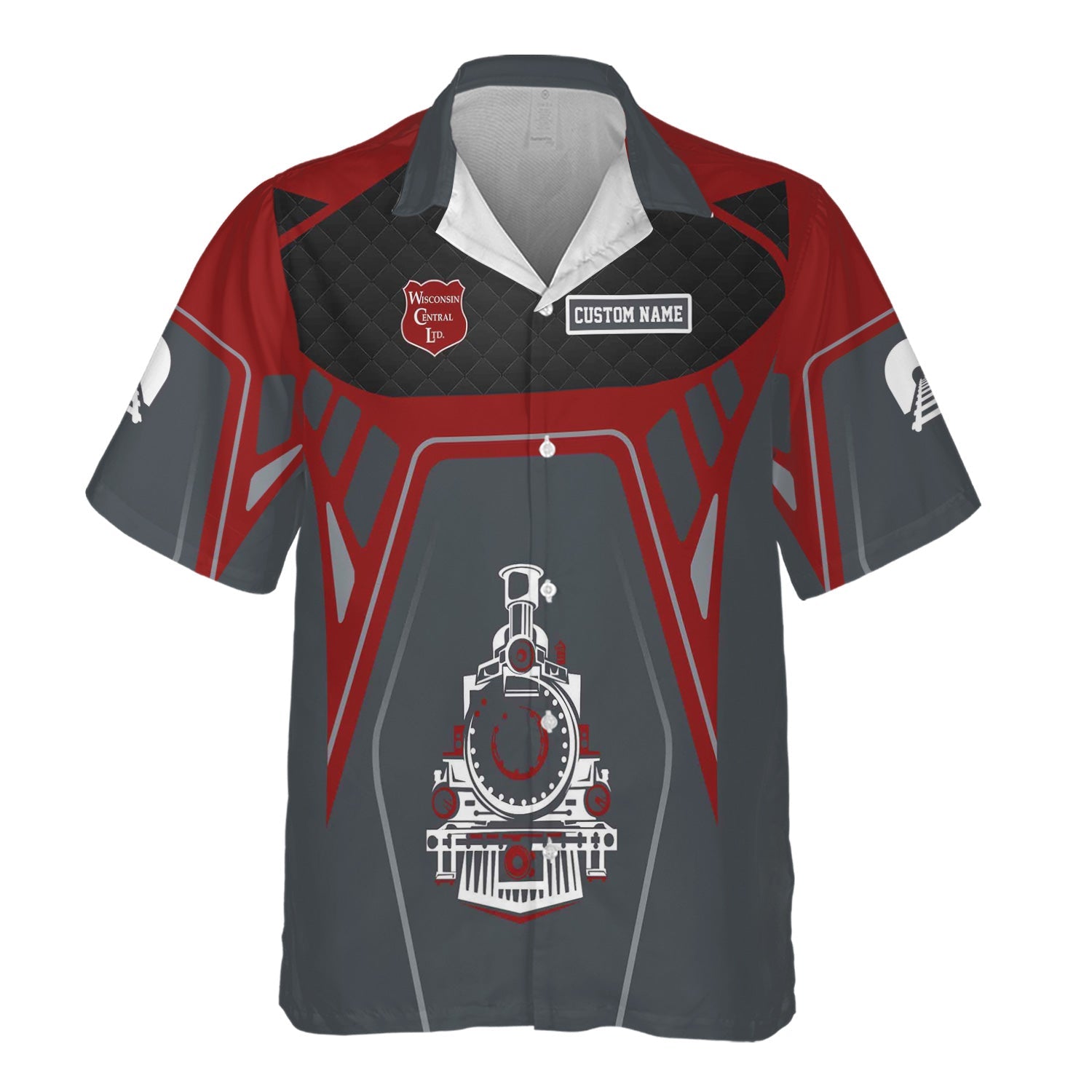 Railspirit Personalized Wisconsin Central Ltd Railroad Hawaiian Shirt Steam Locomotive Engine Graphic Train Shirt All Over Print