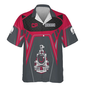 Railspirit Personalized Canadian Pacific Railroad Hawaiian Shirt Steam Locomotive Engine Graphic Train Shirt All Over Print