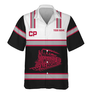 Railspirit Custom Name Canadian Pacific Railroad Hawaiian Shirt Eat Train Sleep Repeat Printed Train Shirt