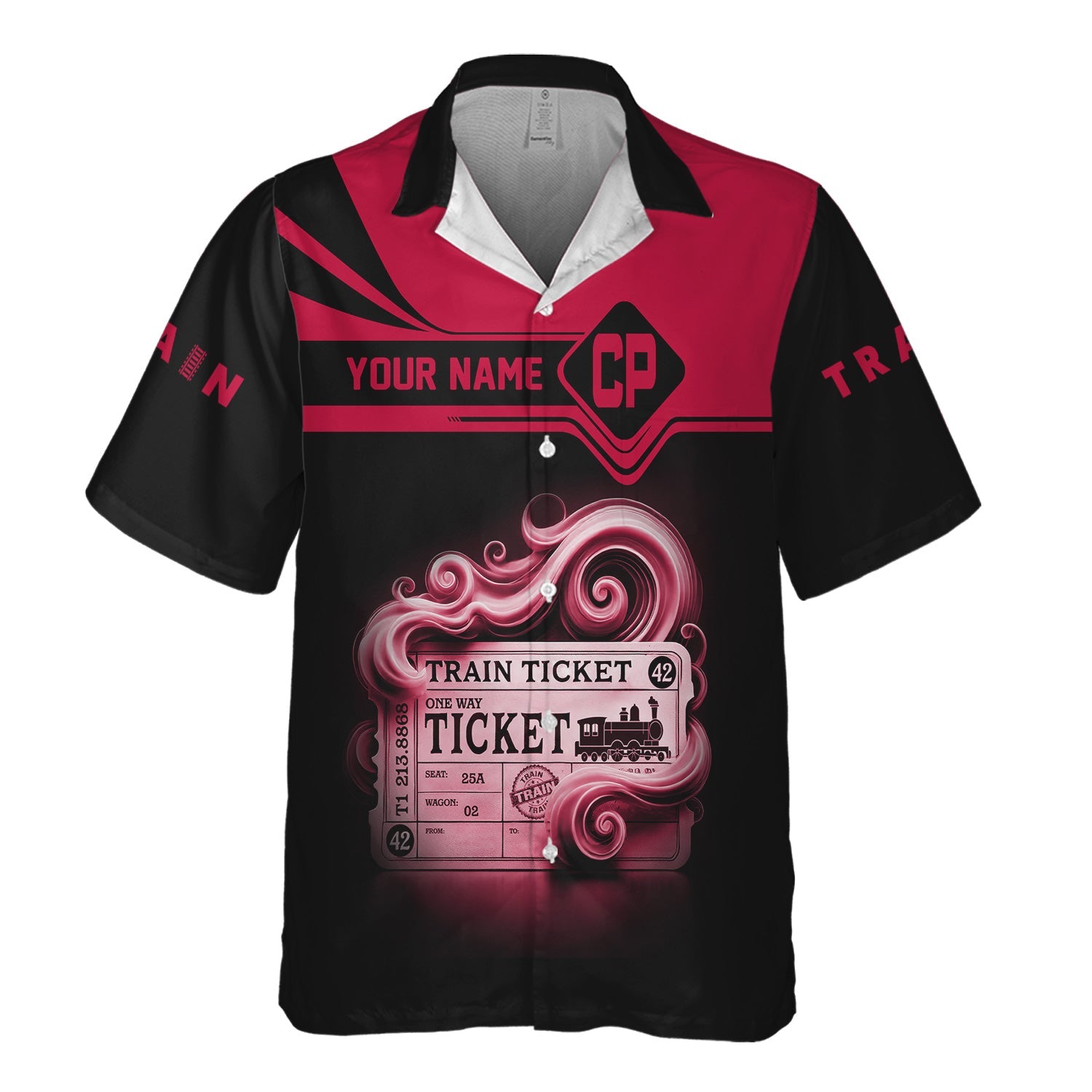 Railspirit Personalized Canadian Pacific Railroad Hawaiian Shirt Train Ticket  American Locomotive Printed Train