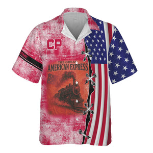 Railspirit Personalized Canadian Pacific Railroad Hawaiian Shirt Retro American Express Train With USA Flag Shirt