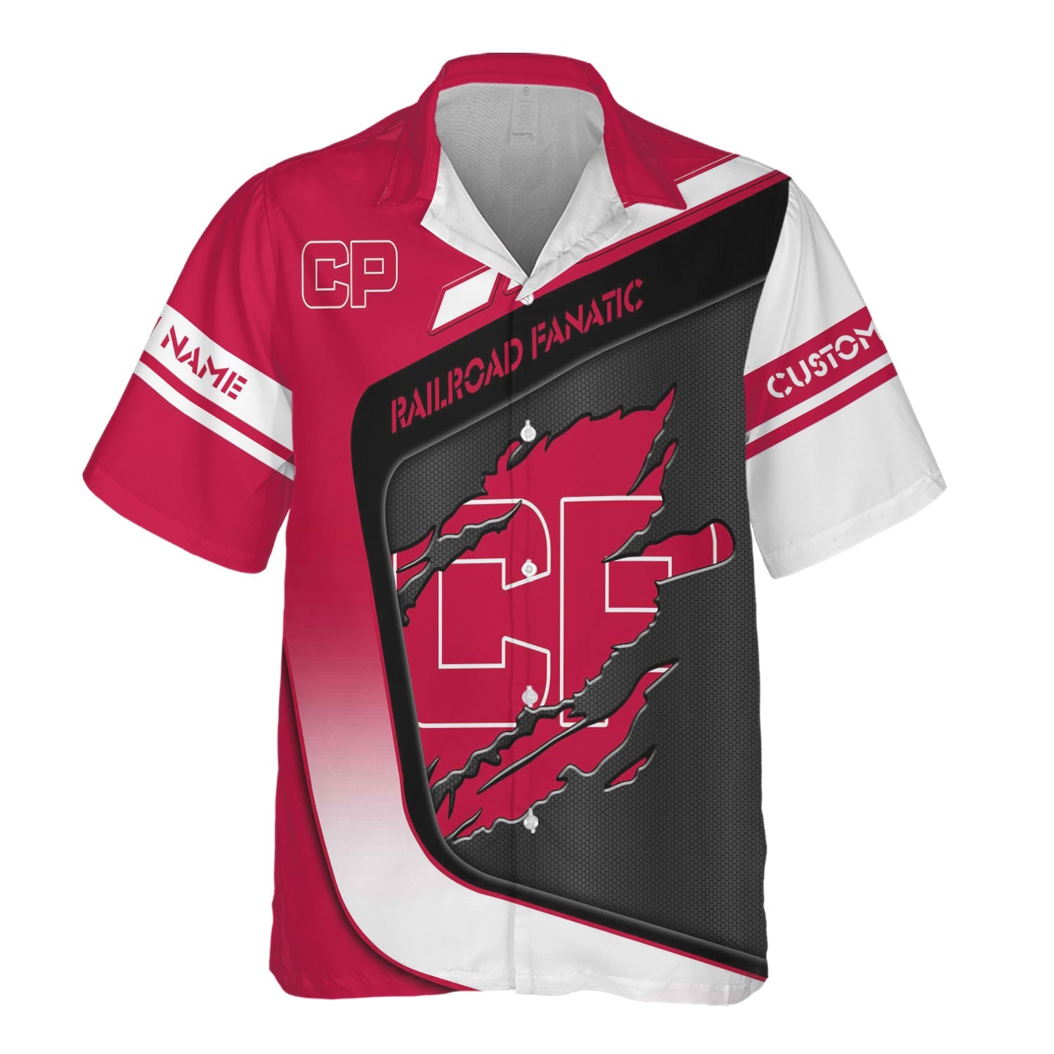 Railspirit Personalized Canadian Pacific Railroad Hawaiian Shirt Ripped Texture Style Train Shirt For Railroad Fanatic