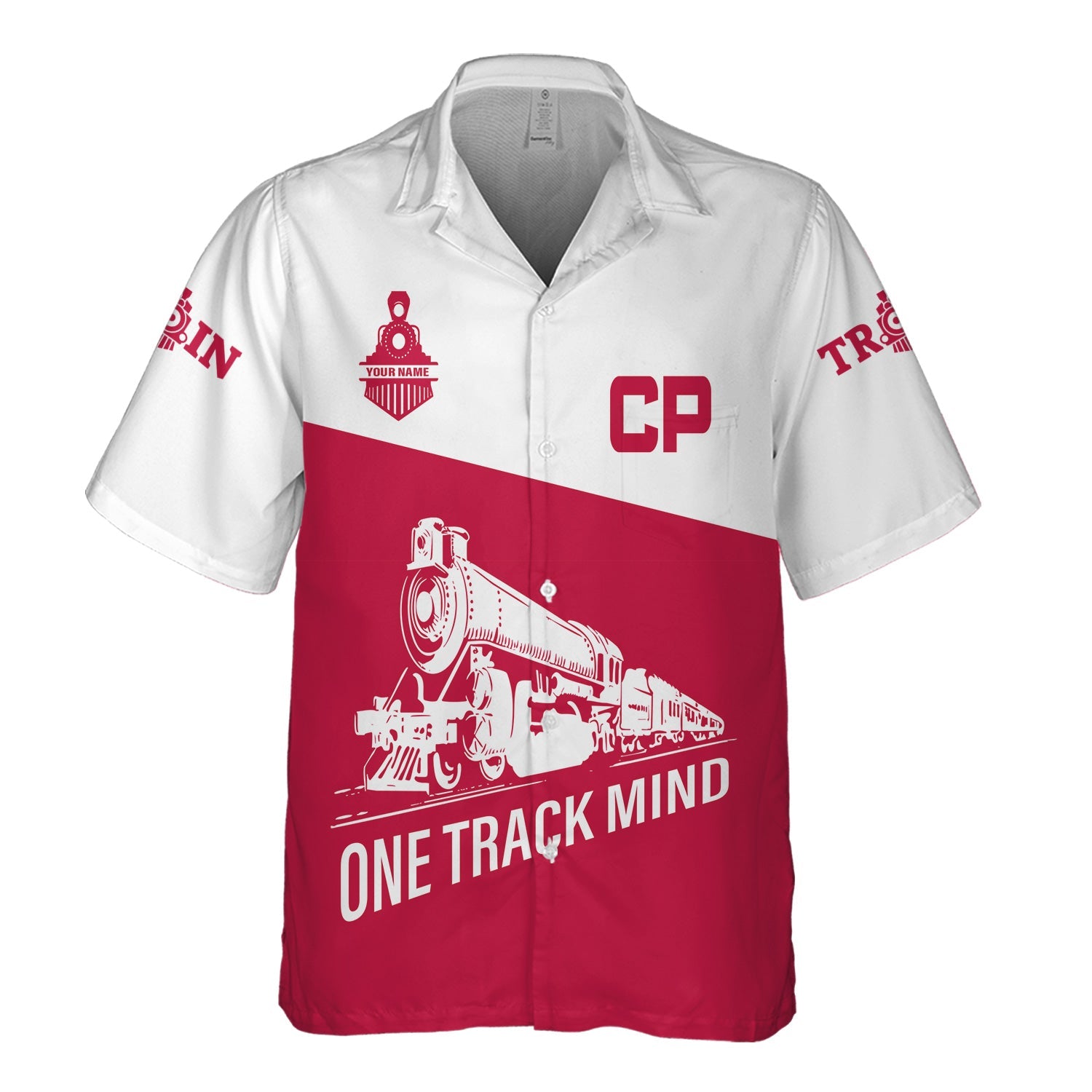 Railspirit Personalized Canadian Pacific Railroad Hawaiian Shirt One Track Mind Unisex Train Shirt Gift Idea For Train Lover