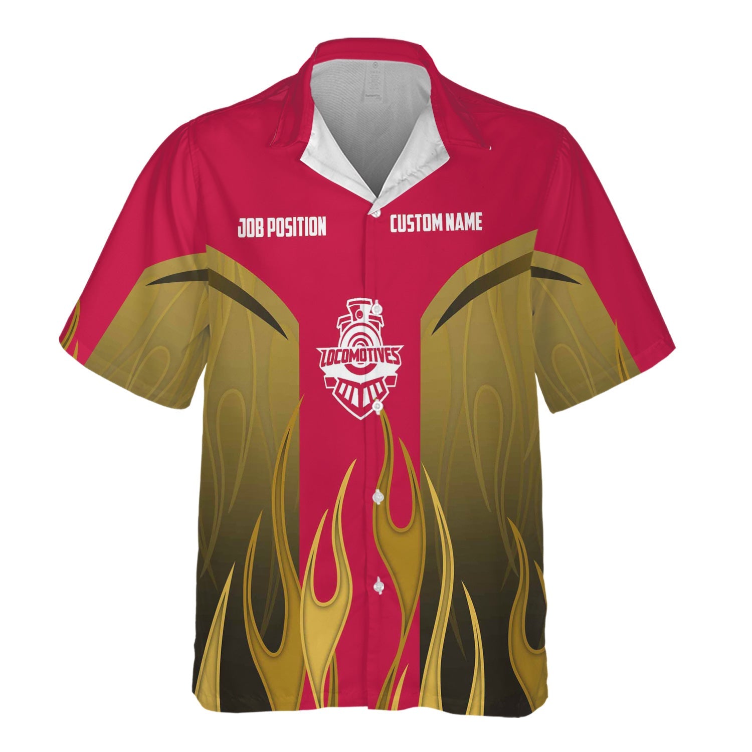 Railspirit Custom Name and Job Title Canadian Pacific Railroad Hawaiian Shirt Flame Graphic Train Shirt For Rail Workers