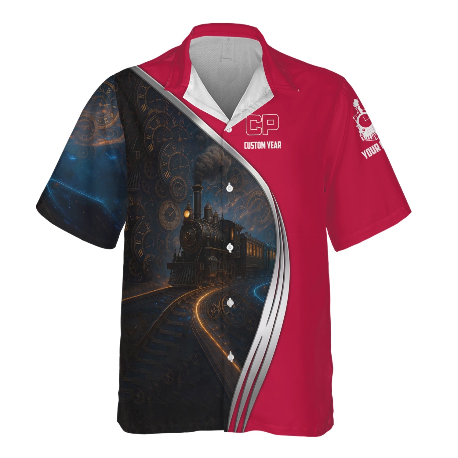 Railspirit Personalized Canadian Pacific Railroad Hawaiian Shirt Steampunk Locomotive with Custom Year Train Shirt