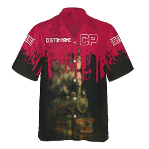 Railspirit Personalized Canadian Pacific Railroad Hawaiian Shirt Vintage Train Art Style Shirt For Locomotive Fans